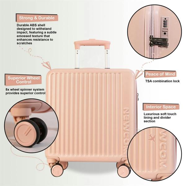 Infinity Luggage Hard Shell Cabin 44 x 22 x 38 cm TSA Secure Luggage Suitcase Suitable for Easyjet, Ryanair