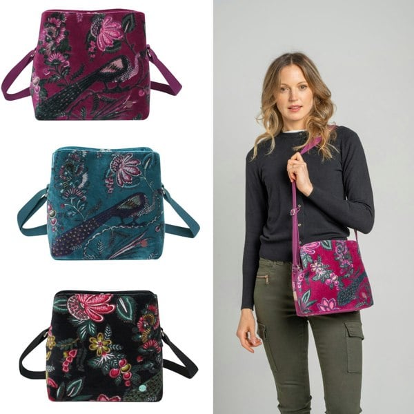 Earth Squared Soft Velvet Hobo Bag –  Shoulder Bag in Cotton Velvet