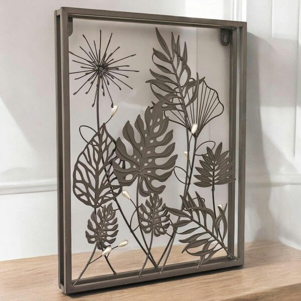 EDH Door Hardware Square Floral 3D Wall Décor – 41 x 41 x 4 CM | Handcrafted Metal Flower Art | Elegant Indoor & Outdoor