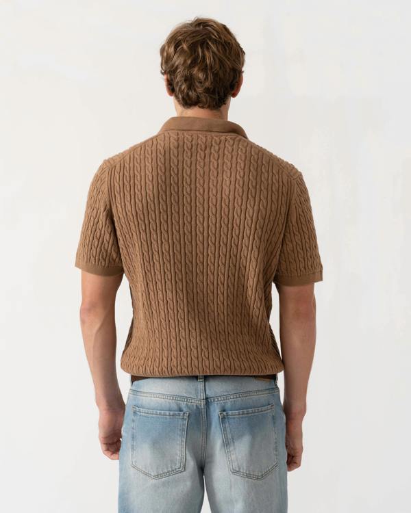 Back of Lacoste Polo Mens Short Sleeve Sweatshirt - Cookie/Green UQW