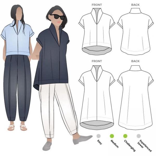 Style Arc Sewing Pattern Teddy Designer Top  - Tops for Women - Advanced