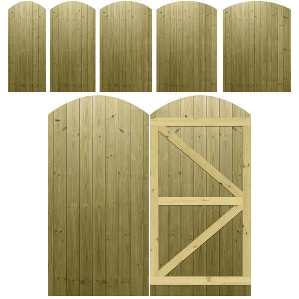 [rackhams variation] gate tongue & groove fully framed arch top [h.1800 x w.options] 1