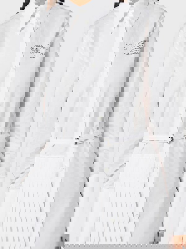 Off-White Plisse Script Logo Poplin Shirt Dress White