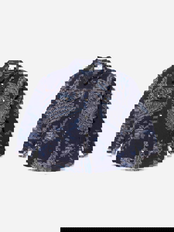 Etro Boys Jacquard Bird And Flower Jacket in Navy