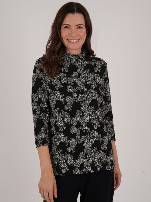 TIGI-Wear Mono Floral Jacquard Top