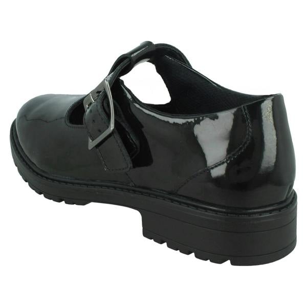 Clarks Girls Clarks T-Bar School Shoes Loxham Shine