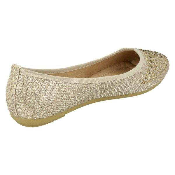Spot On Ladies Spot On Jewel Trim Vamp Ballerinas