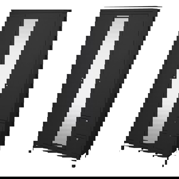 Furniture To Go Madrid Wardrobe with 2 doors + 1 mirror door + 2 drawers Matt Black