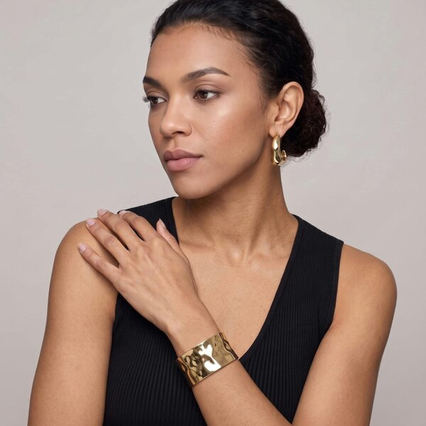 Uchi & Soto Kin Gold Sculptured Wide Cuff Bangle