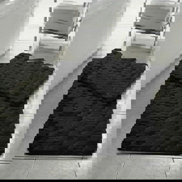 HomeSpace Direct Memory Foam Pebbles Bath Mat Set 2 Piece