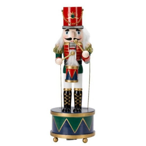 Samuel Alexander 30cm Musical Christmas Drummer Wooden Nutcracker Decoration