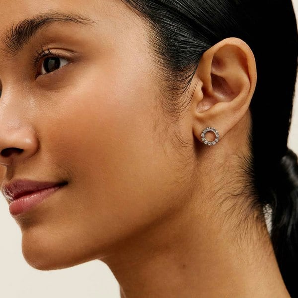 Ted Baker HALIANA Silver Tone Halo Crystal Stud Earrings TBJ3812-01-02