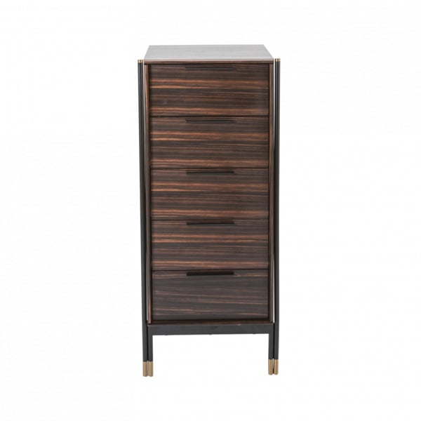 Bali Tallboy 5 Drawer Narrow Chest - Ebony / Grey