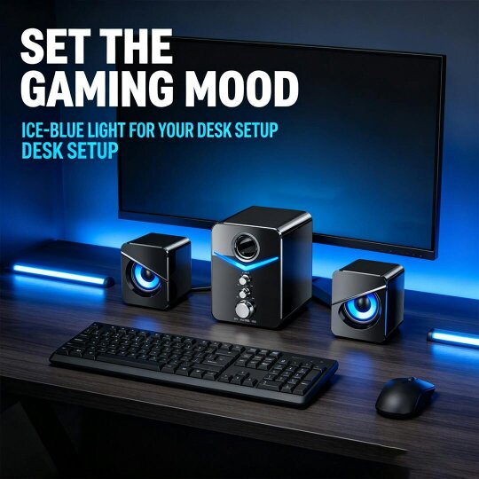 Havendro Computer Speakers Surround Sound System LED PC Gaming Bass USB Wired for Desktop