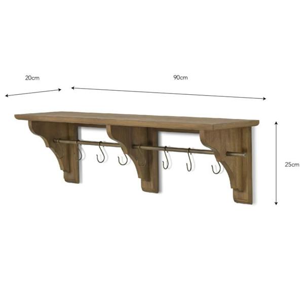 Mahogany Shelf With Hooks - lifestyle shot