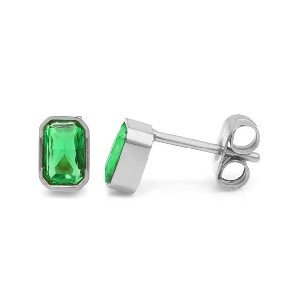 Say It With May Emerald Birthstone Earrings - Silver Plated