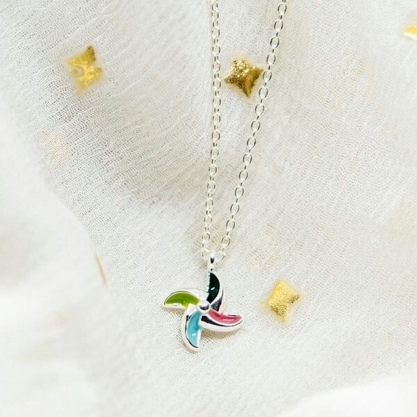 The Colourful Aura Colourful Rainbow Tiny Windmill Charm Summer Adjustable Pendant Necklace