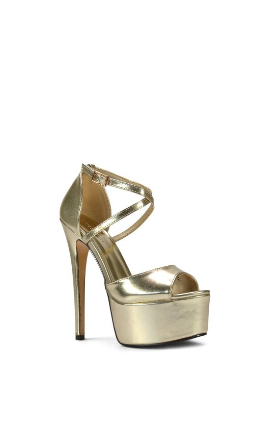 XY LONDON Strappy High Platform Heels With Peep Toe