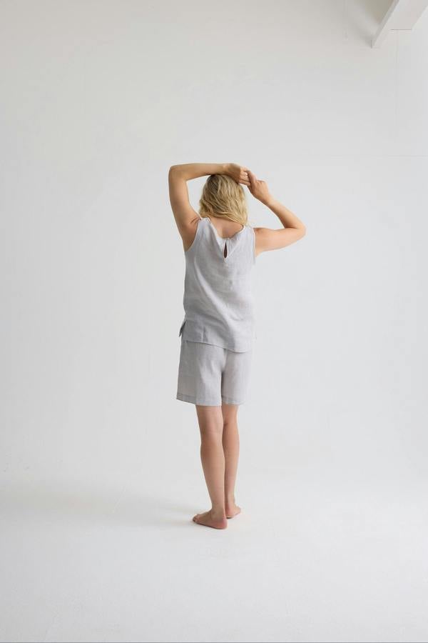 Pretty You London Relaxed Linen Shorts In Harbor Mist