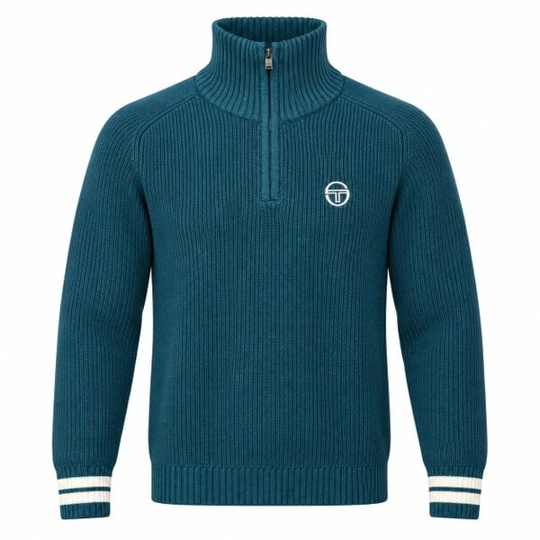 Sergio Tacchini Toledo 1/4 Zip Knitted Jumper Deep Teal/Gardenia