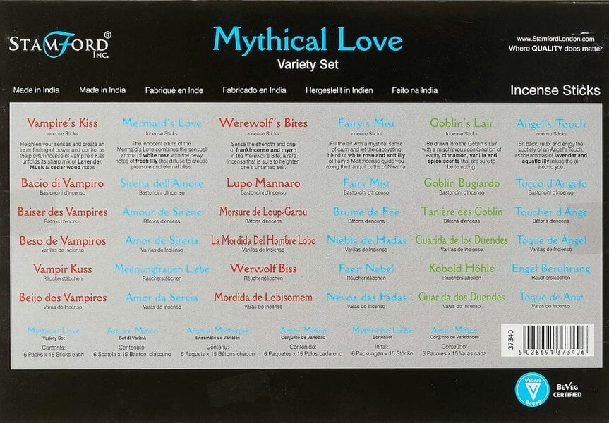 Stamford 37340 Mythical Variety Incense Sticks Gift Set, 6 packs x 15 sticks