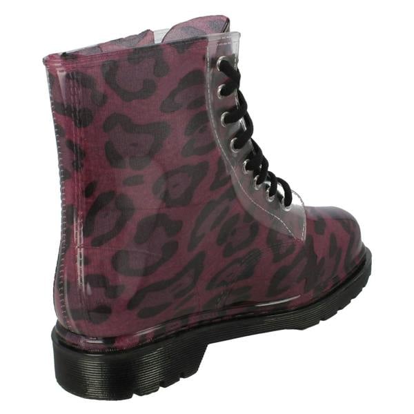 Spot On Ladies Spot On Chunky Heel Transparent Boots