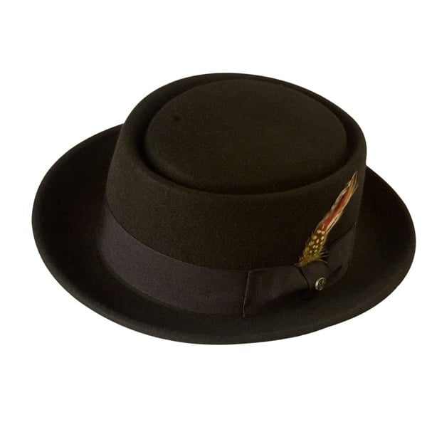 Gamble & Gunn's Classic Pork Pie Hat 100% Black Wool