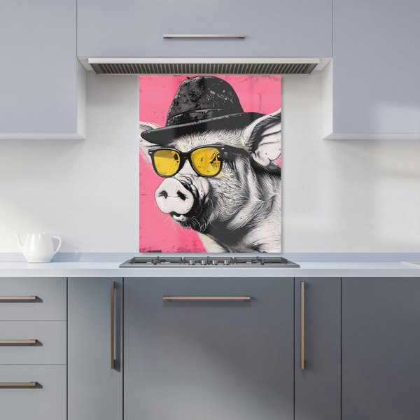 Warren Reed - Designer Pig In A Hat And Glasses Kitchen Splashback