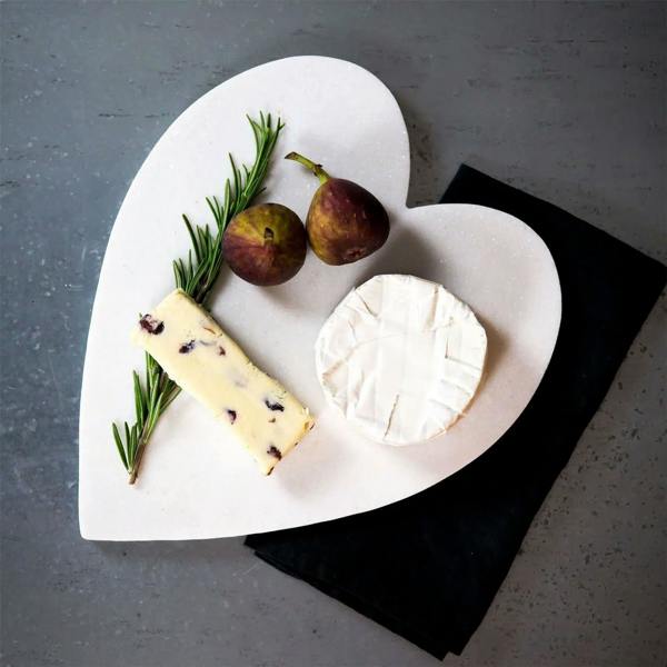 White Heart marble Chopping Board - 27cm x 25cm