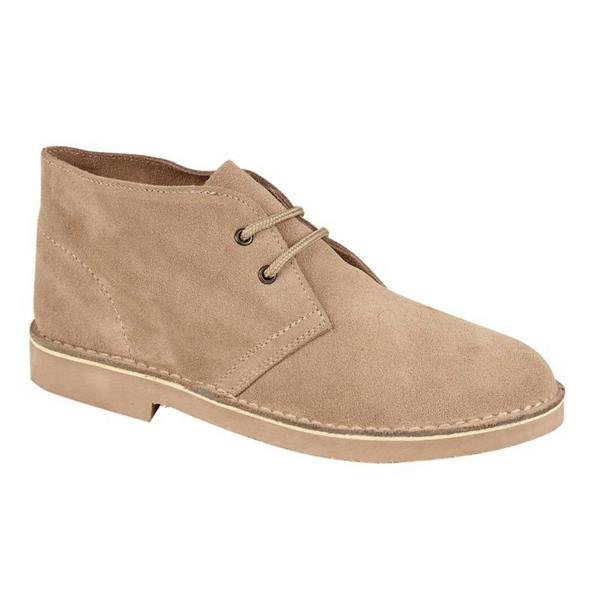 Roamers Adults Unisex Real Suede Unlined Desert Boots - Stone - 