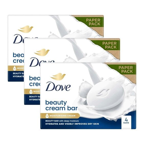 Dove Orignal Moisturising Beauty Cream Bar for Soft & Smooth Skin, 4x90g, 3 Pack