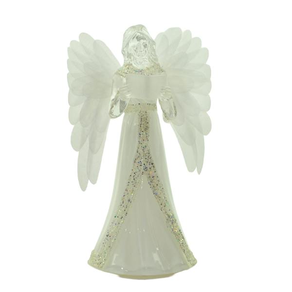Shatchi 21cm Fibre Optic LED Angel Figure with Colour Changing Wings, Battery Powered Christmas Decoration