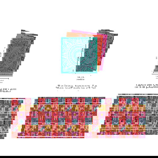 WT1509 - Colourful Mandala Tiles Wall Stickers - 15 cm x 15 cm - 24 pcs.