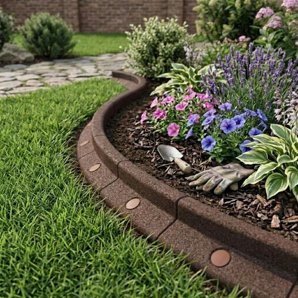 Flexible Lawn Edging 4.8m With Mallet - Brown