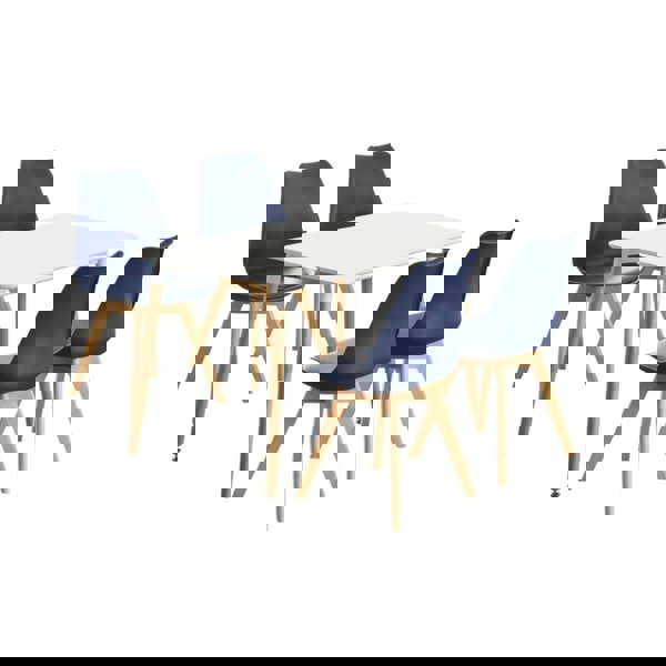 Life Interiors 5PCs Dining Set - a White Halo Dining Table & Set of 4 Lorenzo Tulip Chairs with Padded Seat