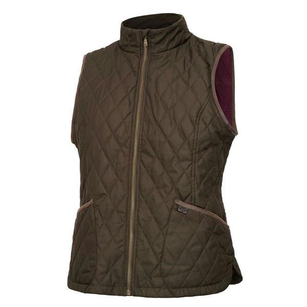 Hoggs of Fife Ladybank Quilted Gilet front view in green with zip fastening and two front pockets