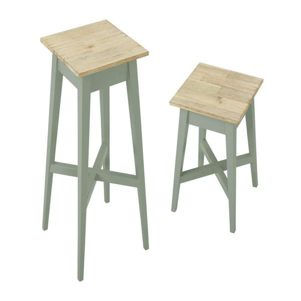 Statement Furniture Florence Plant Stands Set of 2, Tall Small Wooden Plant Holders Assembled