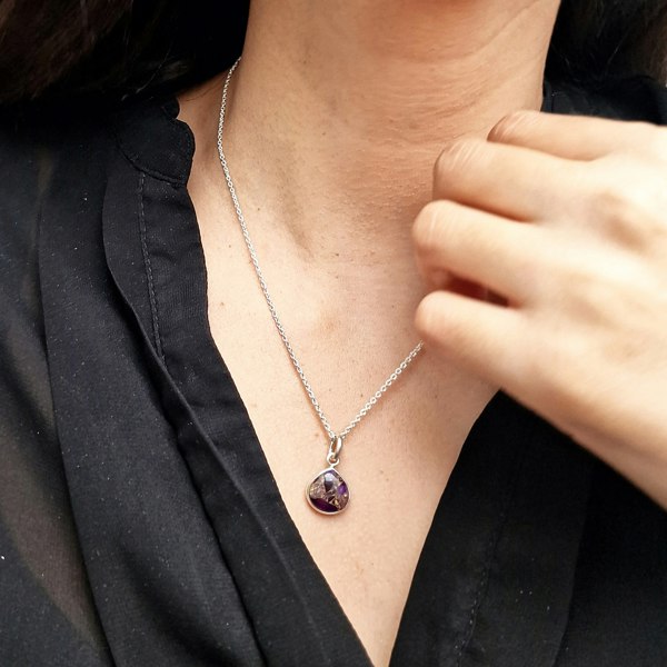 925 Sterling Silver Amethyst February Birthstone Necklace