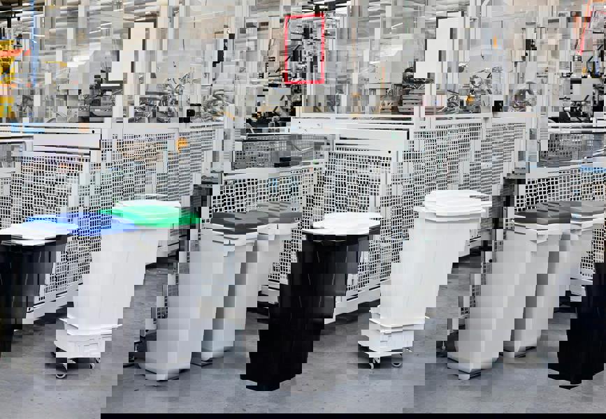 Durable ECO 90L Waste Bin Grey | Strong Square Recycling Bin | DURABIN