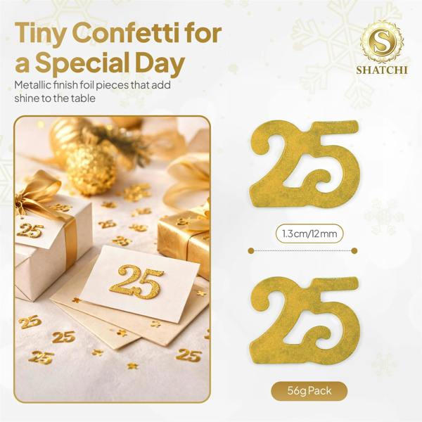 25th Birthday Gold Metallic Confetti Set for Party Tables and Celebration Displays image 1
