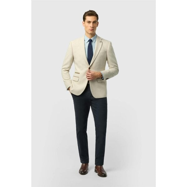Antique Rogue Slim Fit Baxter Ecru Herringbone Tweed Jacket