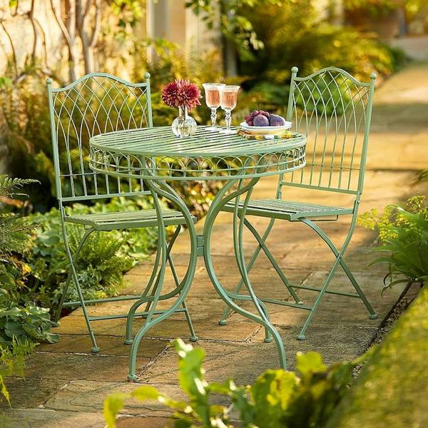 Museum Selection Gothic Revival Green Bistro Set - 93 x 39 x 50cm
