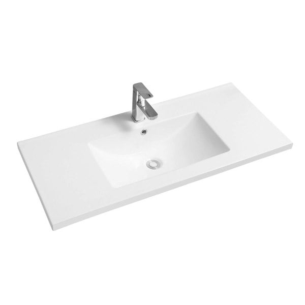 Limoge 5001 Ceramic 101cm Mid-Edge Inset Basin with Scooped Bowl