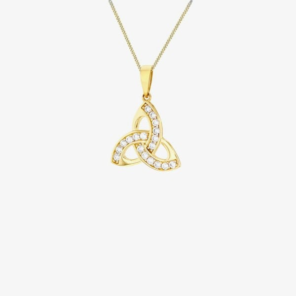 T. H. Baker 9ct Yellow Gold Cubic Zirconia Celtic Knot Pendant Necklace 1.69.3844