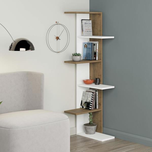 Decortie Saso Modern Corner Bookcase Display Unit Medium 141(H)cm