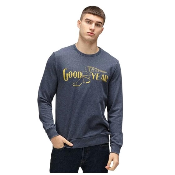 Goodyear Mens Logo Crew Neck Regular Sweatshirt - Blue