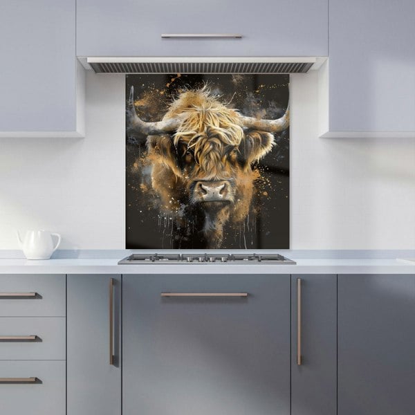 Warren Reed - Designer Bronze Splashart Highland Cow Kitchen Splashback