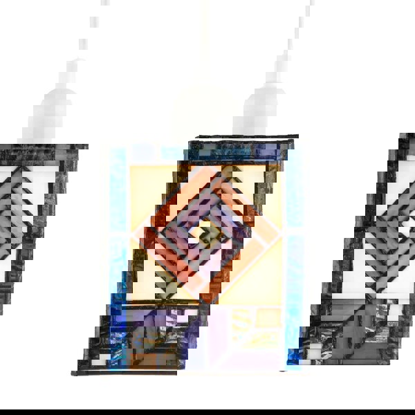 Classic Art Deco Tiffany Square Box Pendant Shade in Blue and Purple Image 4