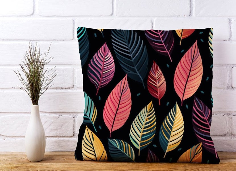 Warren Reed Colourful Leaves Pattern Cushions