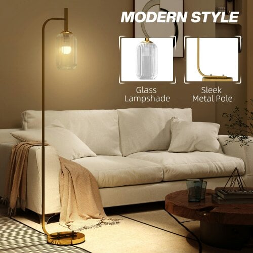 Wyld Haus Zizi Metal Gold Tone LED Floor Lamp With Glass Shade And Adjustable Brightness